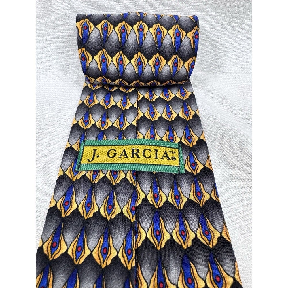 Vintage 90’s J. Garcia Mens 100% Silk Necktie Abstract Peacock Art Print Graph